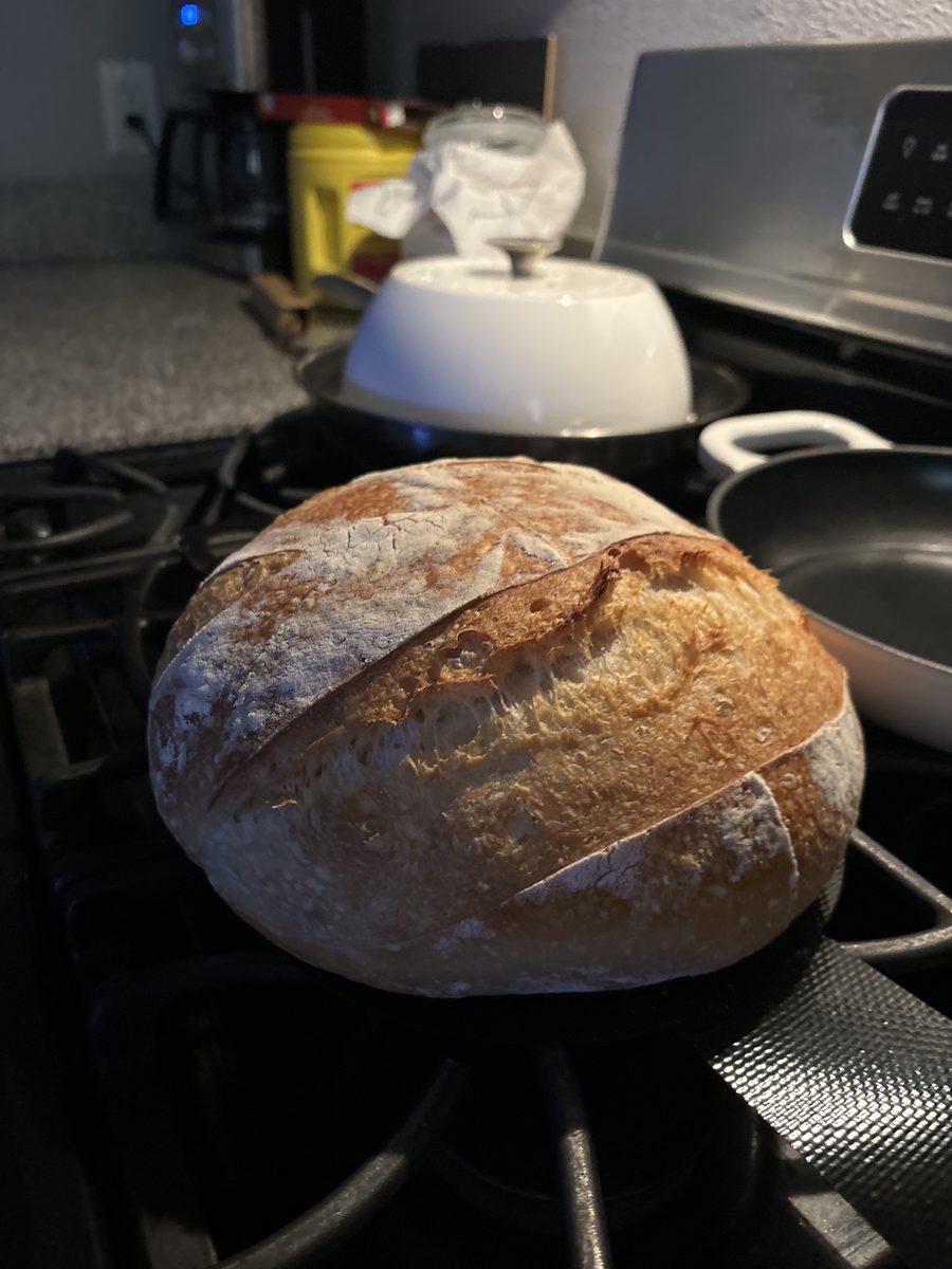 Classic sourdough cooling on stovetop